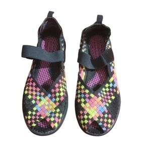 Croft & Barrow Shoes Slip On Mary Jane Sneakers Multicolor Fabric Open Toe 8